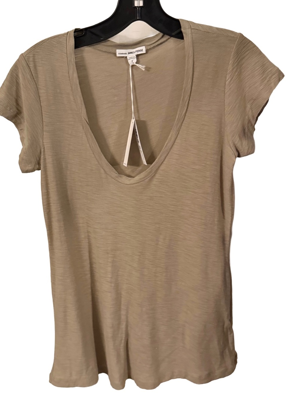 James Perse Women’s Slub Scoop Neck T-Shirt Taupe Sz S (JP-1) NWT Ret. $105